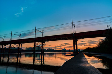 Fototapeta premium Reflection on Yamato River（大和川）