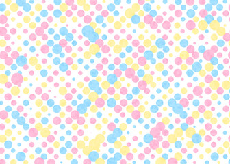 Geometric patterns made of pastel polka dots on a white background