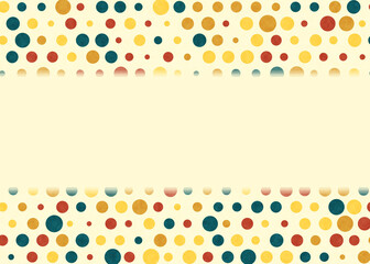 Colorful polka dots frame with copy space on a cream-yellow background.