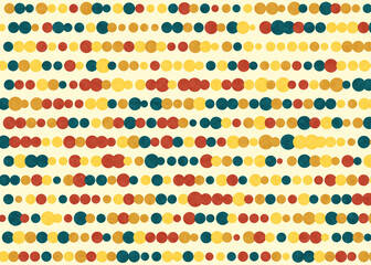 Linear colorful polka dots on a cream-yellow background