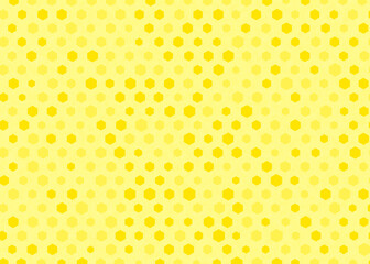 Orange and yellow hexagonal dots on a yellow background.