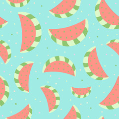 Cute Watermelon pattern in Doodle style.Colorful summer fruit pattern