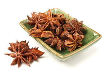 star anise on white background