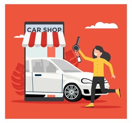 Car Marketplace online in Flat design