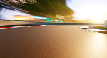 Motion blurred racetrack,sunrise mood