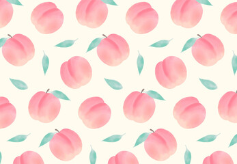 seamless pattern with peaches in watercolor for banners, cards, flyers, social media wallpapers, etc.