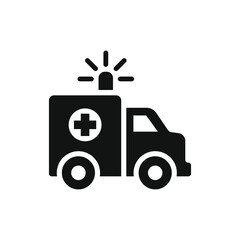 Ambulance icon, glyph emergency car, medicine van, care medic support, solid style web symbol on white background. Vector illustration EPS 10