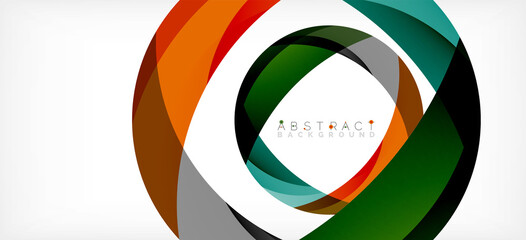 Fototapeta premium Color circle shapes, minimal geometric background. Trendy dynamic composition. Vector Illustration For Wallpaper, Banner, Background, Landing Page