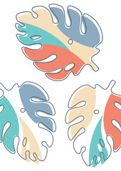 Monstera leaves in modern paper cut style. Multi-colored parts. Can be used for advertising and promotion. Vector