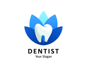 Tooth and lotus combination logo dentist