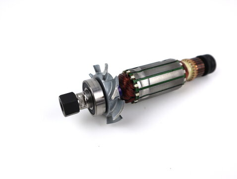 Electrical armature assembly isolated on white background.