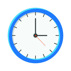 Analog clock flat icon. Time management symbol, chronometer with hour, minute and second arrow. Simple vector illustration isolated on white background. EPS 10