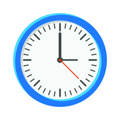 Analog clock flat icon. Time management symbol, chronometer with hour, minute and second arrow. Simple vector illustration isolated on white background. EPS 10