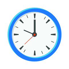 Analog clock flat icon. Time management symbol, chronometer with hour, minute and second arrow. Simple vector illustration isolated on white background. EPS 10