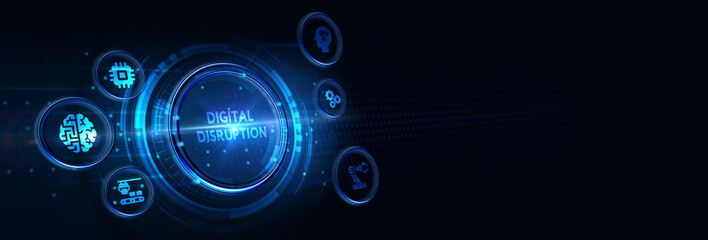 Digital disruption transformation innovation technology business internet concept. 3d illustration