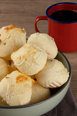 Focus on delicious cheese bread (pão de queijo.