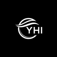 YHI letter logo design on black background. YHI creative initials letter logo concept. YHI letter design. 