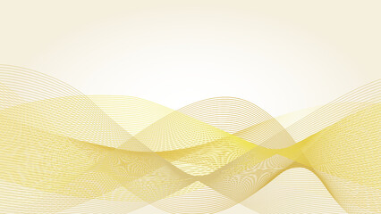 Abstract yellow and gold curved wavy background.