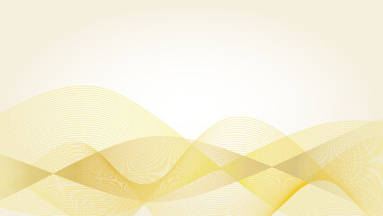 Abstract yellow and gold curved wavy background.