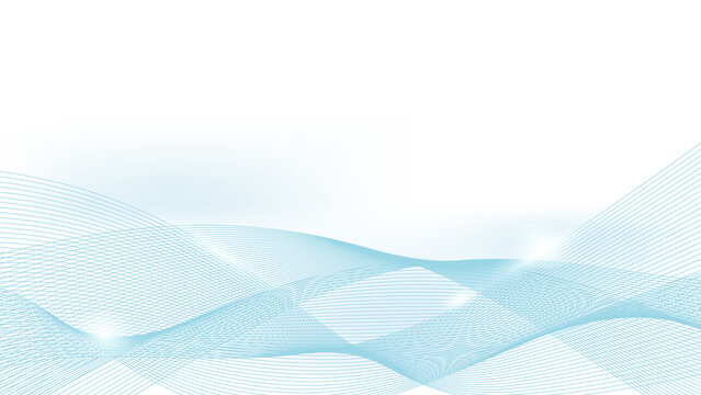Abstract light blue curved wavy lines background.