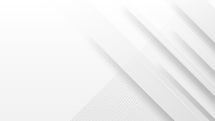Obraz premium White abstract modern background design. Technology geometric banner design with white and grey lines and light. Vector for brochure, website, flyer, certificate, presentation, landing page