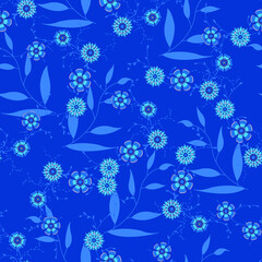 Blue flowers, blue background, vector