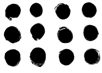 Grunge vector circles. Brush strokes set.