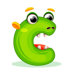 C, Cute Monster. English alphabet with funny monsters. Set of Monster funny cut aphabet with English letter. Colorful cartoon children Education, development of children detailed colorful Illustration
