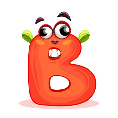 B, Cute Monster. English alphabet with funny monsters. Set of Monster funny cut aphabet with English letter. Colorful cartoon children Education, development of children detailed colorful Illustration