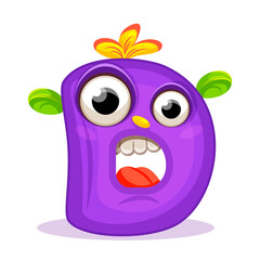 Obraz premium D, Cute Monster. English alphabet with funny monsters. Set of Monster funny cut aphabet with English letter. Colorful cartoon children Education, development of children detailed colorful Illustration