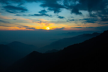 Obraz premium Beautiful Himalayan sunset scenes from Bhutan