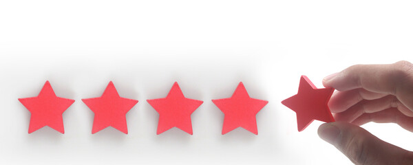 Rise on increasing five stars in human hand