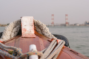 Basra, Iraq - April 15, 2022: landscape photo of the tour in river in basra city