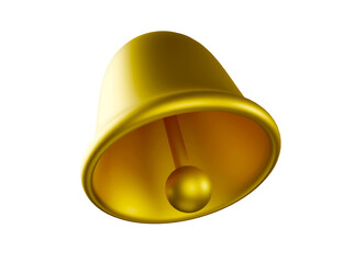 Obraz na płótnie Canvas 3d gold bell icon isolated on white background. Notice element in social media, school and education design. High resolution illustration render.