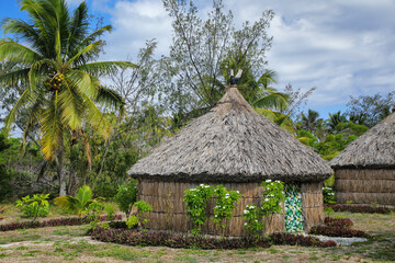 Fototapeta na wymiar Traditional Kanak house on Ouvea Island, Loyalty Islands, New Caledonia