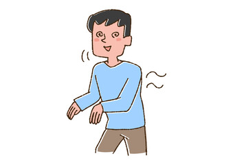 洗脳されている男性　コミカルな手書きの人物　ベクター、温かみのある線画