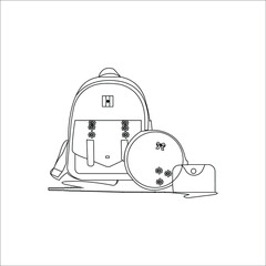 Simple outline vector illustration line art bag icon illustration . Isolated on white background.