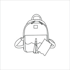 Simple outline vector illustration line art bag icon illustration . Isolated on white background.