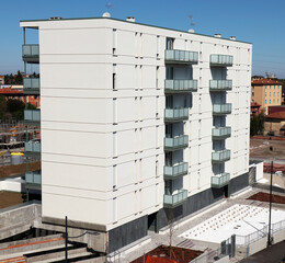 Architectural complex of new residential buildings in Bologna. Italy.