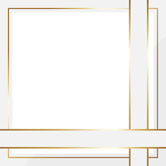 高級感のあるクロス掛けリボンフレーム　正方形　ホワイト＆ゴールド