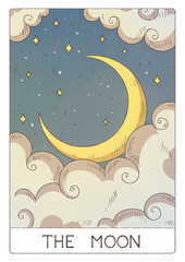 The moon is the major lasso of tarot cards. - obrazy, fototapety, plakaty