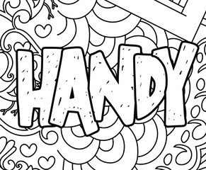 Motivational word coloring page design,