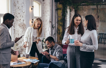 Businesspeople having informal meeting in a restaurant