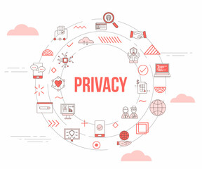privacy concept with icon set template banner and circle round shape
