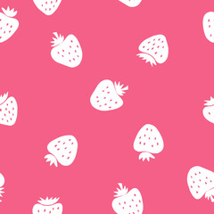 strawberry seamless pattern. hand drawn vector illustration. minimalism. wallpaper, background, wrapping paper, textile. berries, fruits, summer, food.