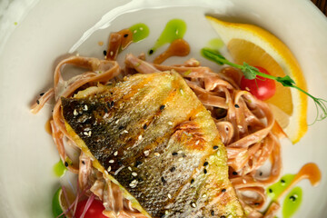 Fried fish fillet with lemon