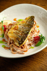 Fried fish fillet with lemon