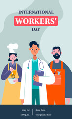 Poster for May 1st. Day of workers. Labor Day.