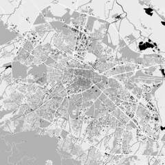 Fototapeta premium Urban city map of Sofia. Vector poster. Black grayscale street map.