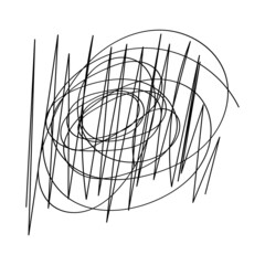 Abstract illustration with hand drawn tangled line. A stream of thoughts, emotions, confused consciousness. The concept of coaching, psychoanalysis, therapy. Vector illustration in doodle style